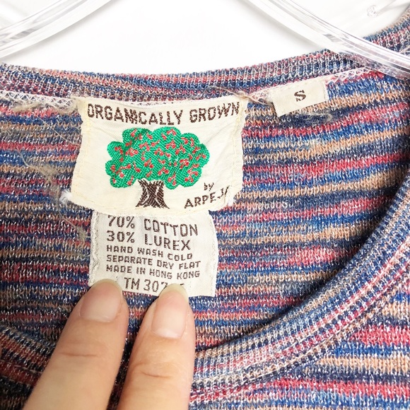 VNTG Organically Grown Long Sleeved Space Died Lurex Top S - Picture 2 of 5